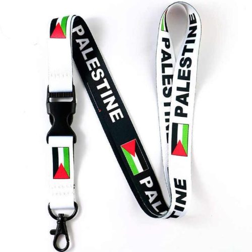 Palestine Flag Lanyard Black and White Reversible
